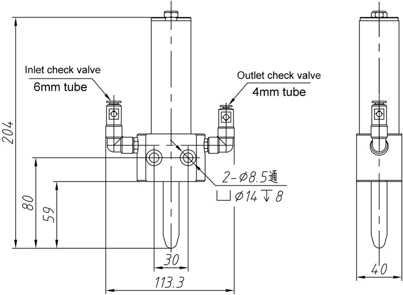 Dimensions(mm) of PMN Chain Lubrication Pump