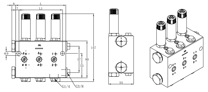 Technical Drawing of DSL Dual-line Metering Devices