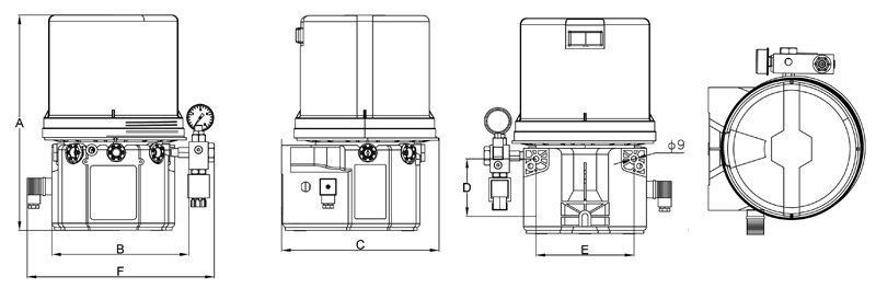 Dimensions of GTS Single Line Lubrication Pump