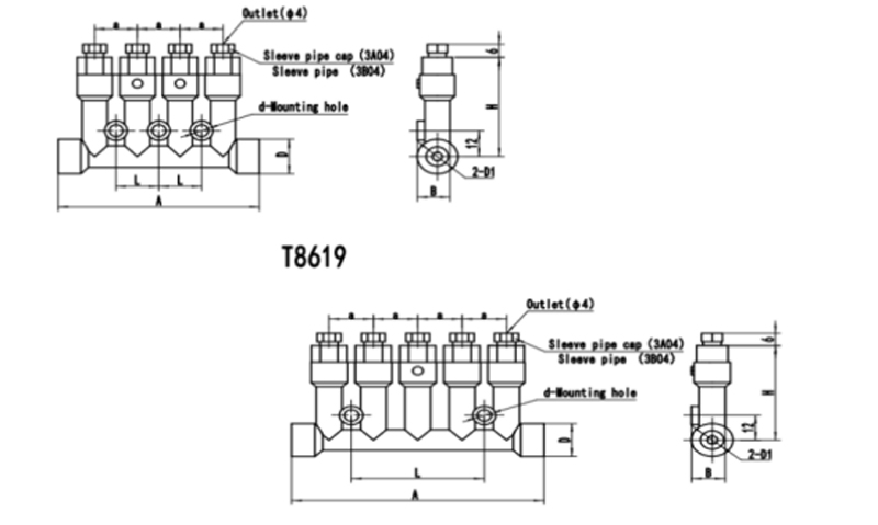 Technical Drawing of T86 Metering Valves